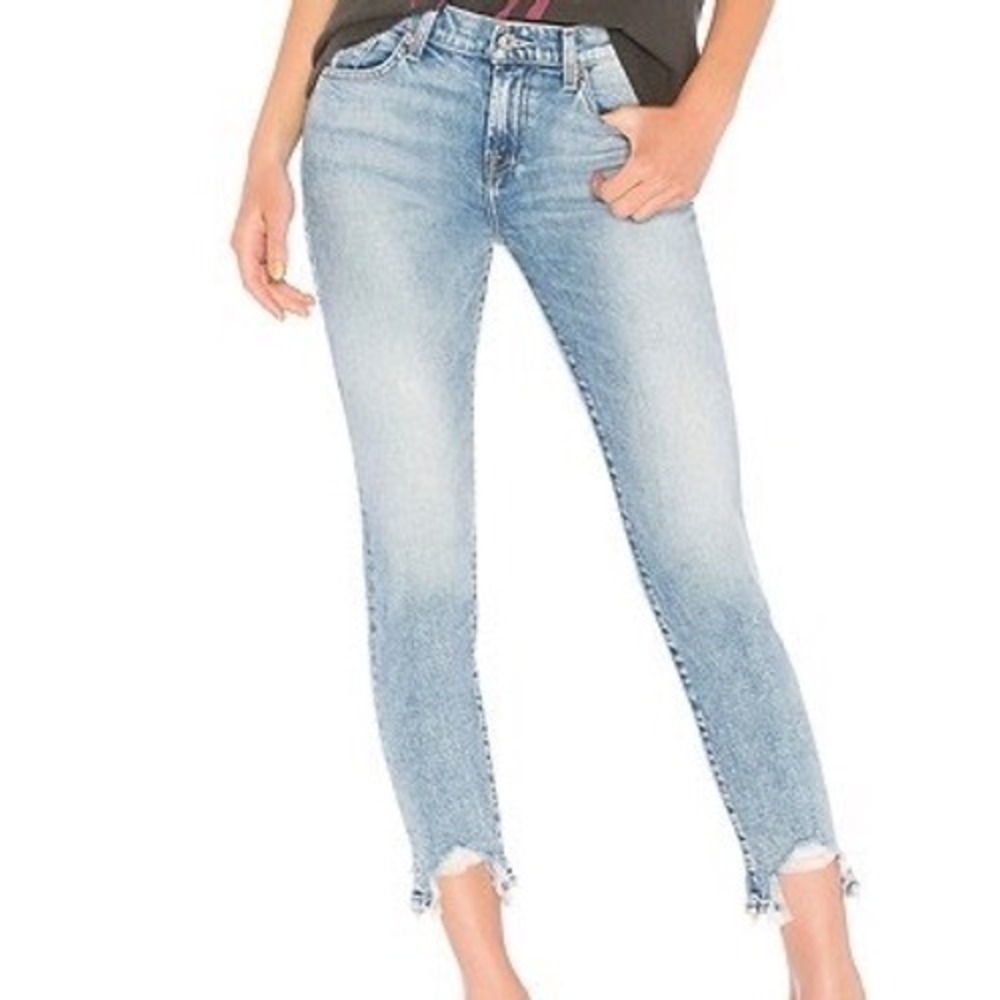 7 For All Mankind Roxanne Ankle Blue Chewed Raw Hem Boyfriend Slim 29